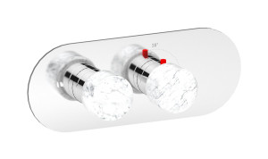 EUA122CFNMR_1 Комплект наружных частей термостата на 1 потребителей - горизонтальная овальная панель с ручками Marmo IB Aqua - 1 потребитель