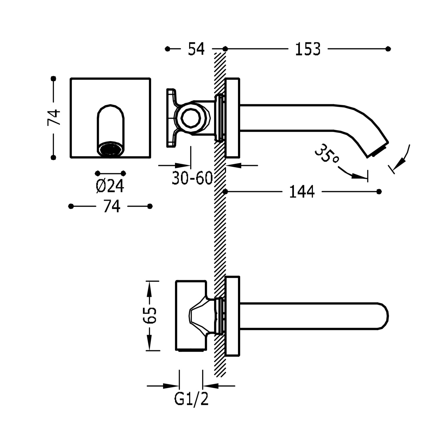 Настенный фиксированный излив-21018107OM TRES RICAMBI - Вид №1