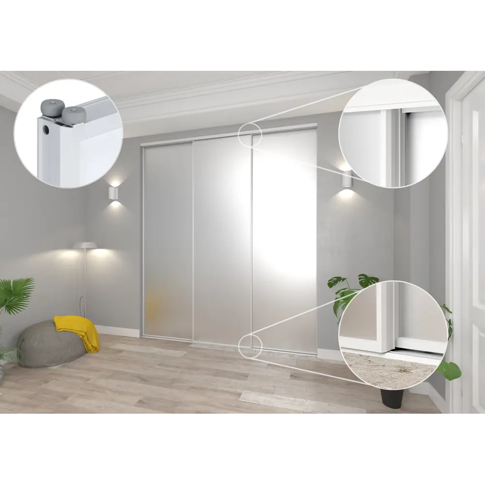 Дверь-купе KONSENSA 225.5x70.4 см с матовым зеркалом профиль белый узкий 89443972 STLM-2089763  - Вид №13