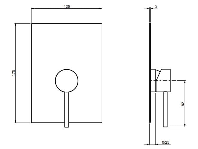 Однорычажный смеситель для душа из нержавеющей стали с пластиной Rubinetterie Frattini Pepe XL 316 ARCH-00087851 - Вид №3