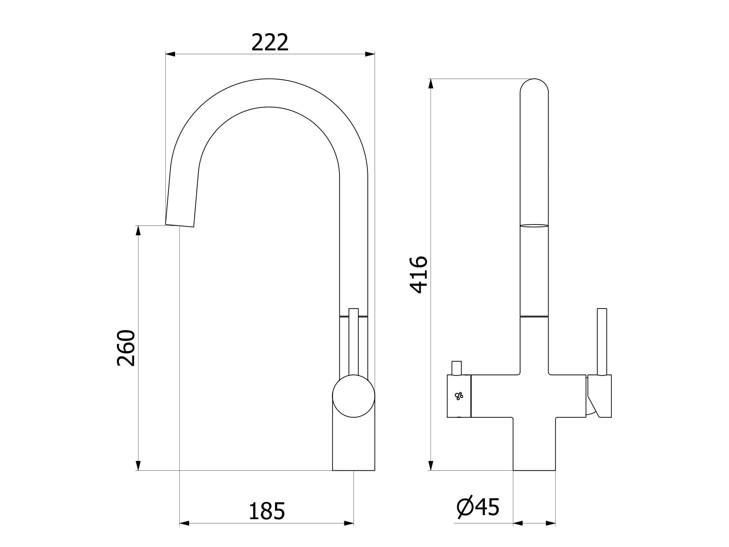 Смеситель для кухни с одной ручкой из нержавеющей стали IB чистый ARCH-00039658 - Вид №2
