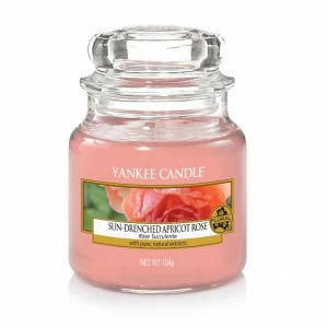 Свеча маленькая в стеклянной банке "Солнечная абрикосовая роза" Sun-drenched apricot rose 104гр 25-4 YANKEE CANDLE  267941 Розовый