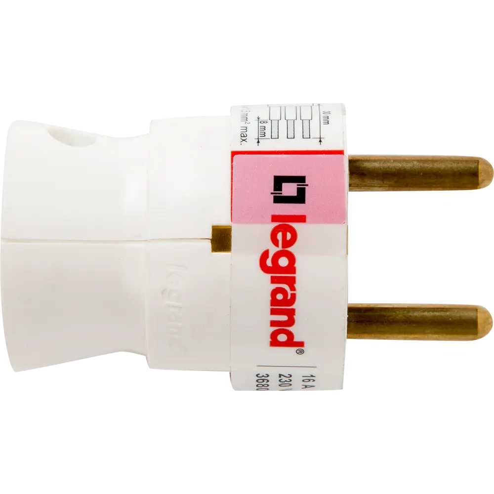 Вилка с заземлением Legrand Элиум 230 В цвет белый STLM-2181558 - Вид №1