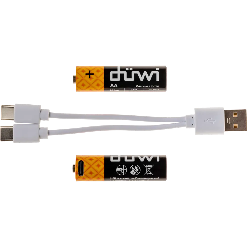 Аккумуляторы DUWI AA литий-ионные 1800 мАч 2 шт с USB-C зарядкой 84376890 STLM-0048865 - Вид №5