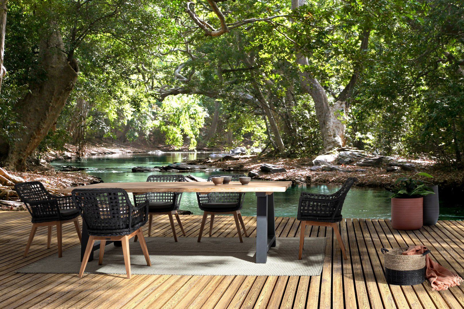 Прямоугольный стол из тикового дерева и алюминия BIZZOTTO ROLLAND ARCH-00106308 - Вид №2