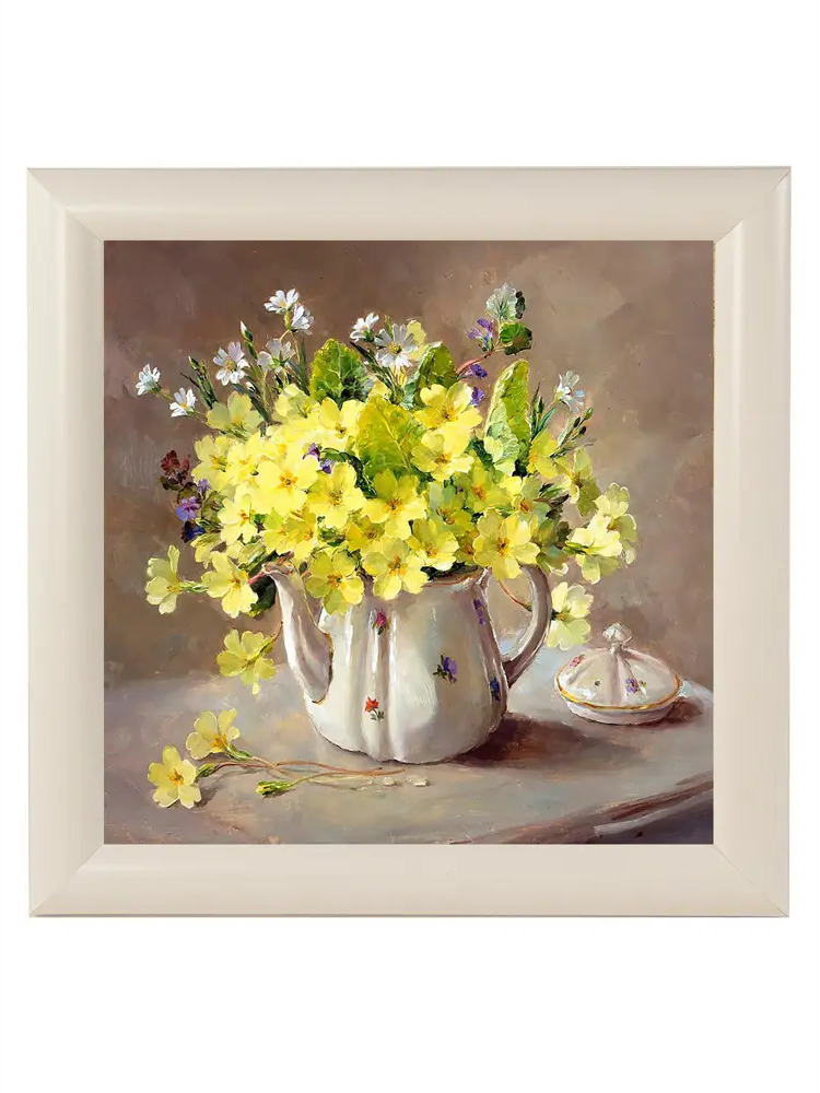 90620972 Картина в раме Elenadecor Букеты примула 23x23 см STLM-0311364