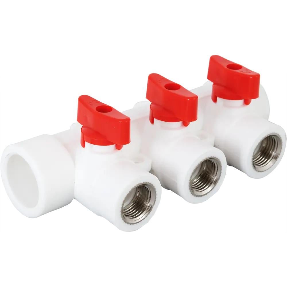 Коллектор РВК на 3 выхода с кранами 32 мм х 1/2" полипропилен STLM-2047194