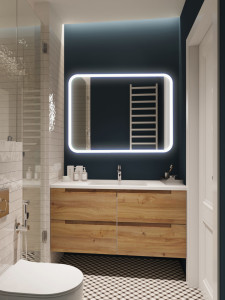 90789414 Зеркало для ванной АБП007 с подсветкой 80х60см Вайб STLM-0382595 ARIS