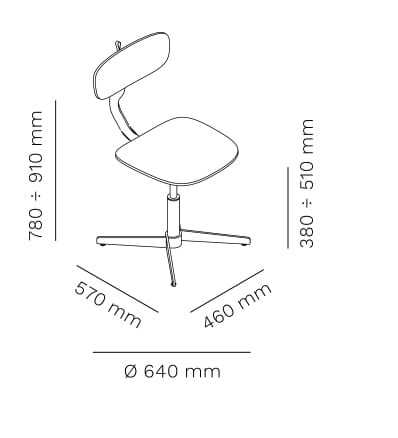 4-спицевое деревянное вращающееся офисное кресло Mara опечатка ARCH-00029205 - Вид №10