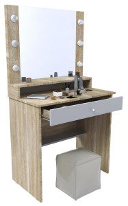 90757639 Туалетный столик с зеркалом ТС107 80x146x45 см цвет белый/дуб сонома STLM-0370441 НЕВА