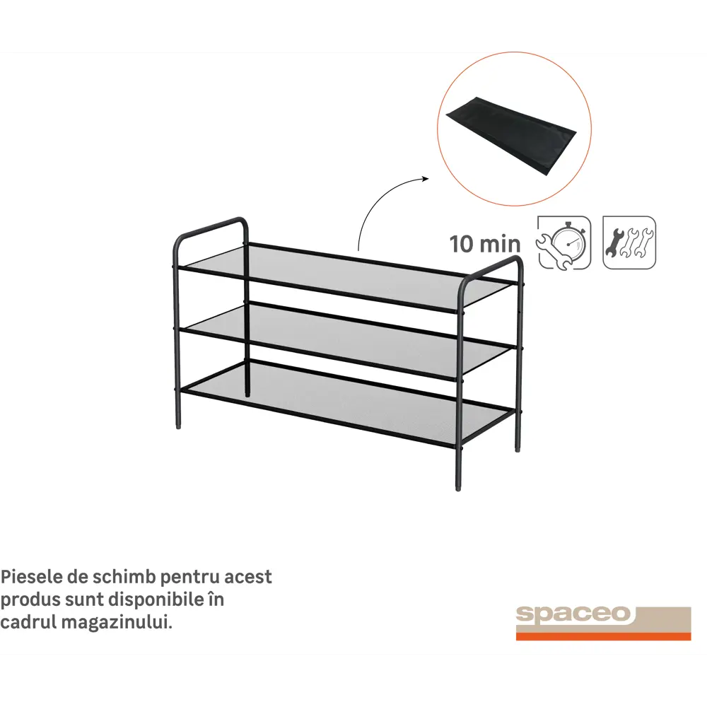 Подставка для обуви Spaceo 90x55x35 см металл/текстилен цвет графит STLM-2203140 - Вид №2