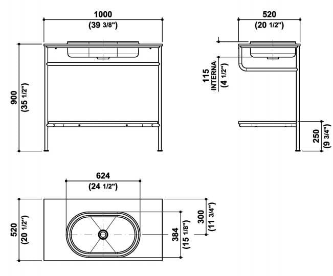 Консоль с овальной раковиной, интегрированной в Cristalplant® Biobase Zucchetti Rise ARCH-00092443 - Вид №3