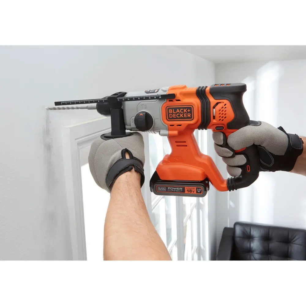 Перфоратор аккумуляторный SDS-plus Black&Decker BCD900B-XJ, 18 В, 1.2 Дж, без АКБ и ЗУ BLACK + DECKER STLM-2166100 - Вид №10