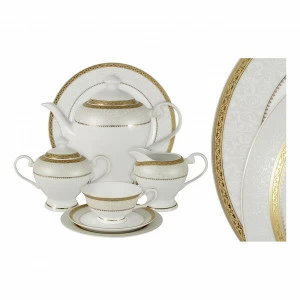 Сервиз чайный фарфоровый белый с золотым на 12 персон, 40 предметов "Бостон Голд" ANNA LAFARG EMILY БОСТОН ГОЛД 00-3946878 Белый;золото