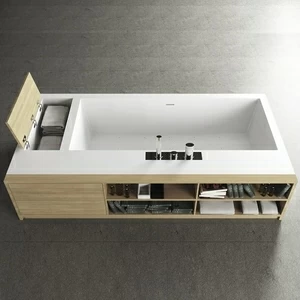 Moma Design Ванна из Corian 2200x1100x500 Square Wood белая