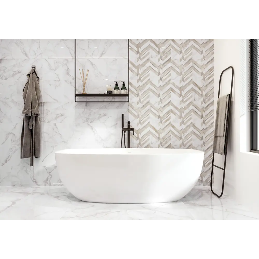 Плитка настенная Marmo Bianco 30х60 см 1.44 м² цвет белый Golden Tile STLM-2114728 - Вид №5