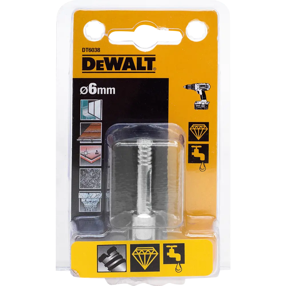 Сверло трубчатое алмазное по стеклу и керамике Dewalt DT6038 6 мм STLM-2062931 - Вид №3