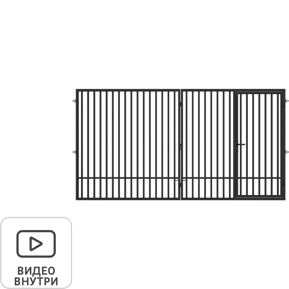 Ворота распашные Гарант 4.0x2.08 м c калиткой