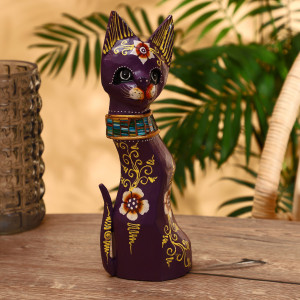 90822689 Интерьерный сувенир "Кошка в ошейнике из мозаики" фиолетовая 30 см STLM-0398258 SIMALAND
