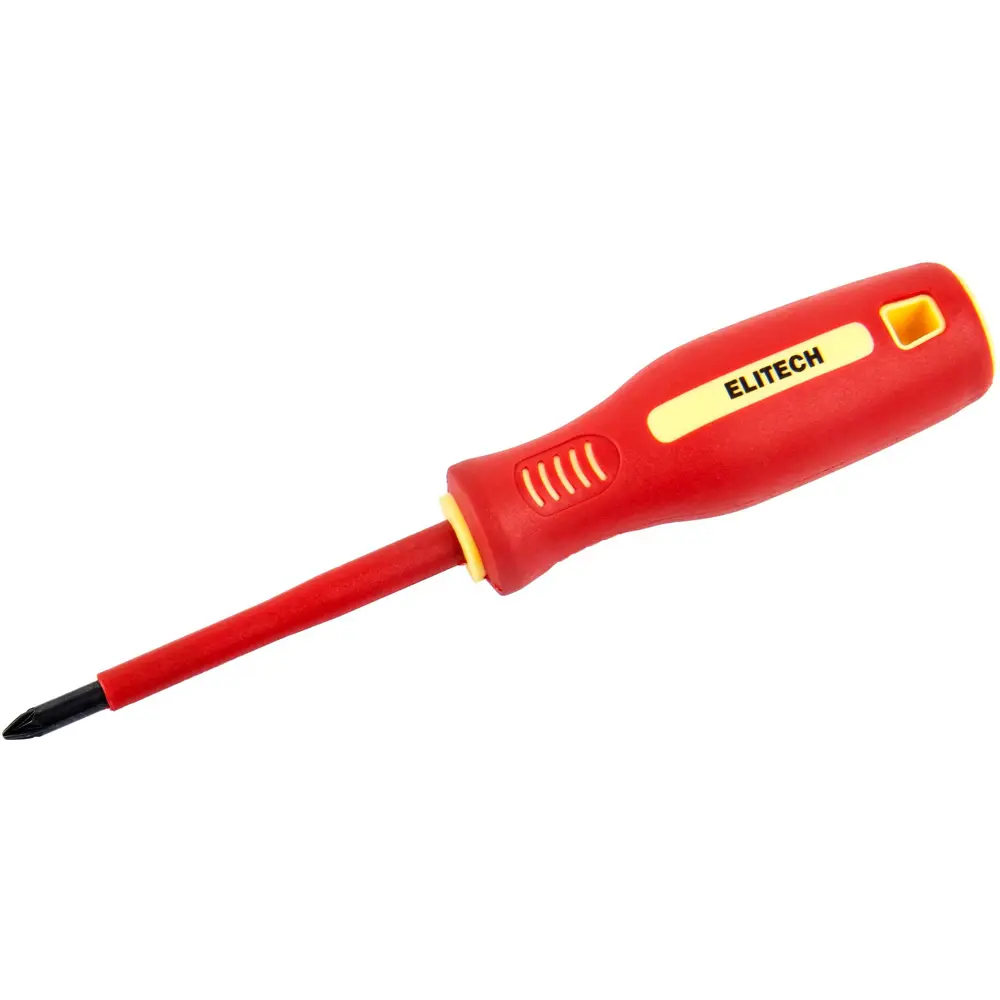 Отвертка крестовая диэлектрическая Elitech 231301 PZ1x80 мм 89407160 STLM-1578995