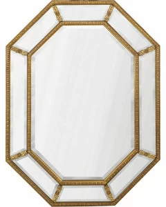 Зеркало восьмигранное в золотой раме "Ньюпорт" LOUVRE HOME НАСТЕННОЕ ЗЕРКАЛО 036152 Золото