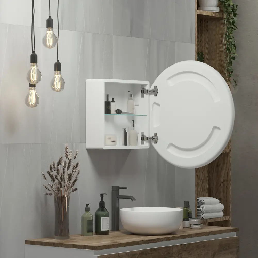 Santreyd Time — зеркальный шкаф с подсветкой для ванной 70×70 см 85104658 Time White LED STLM-0058813 - Вид №10