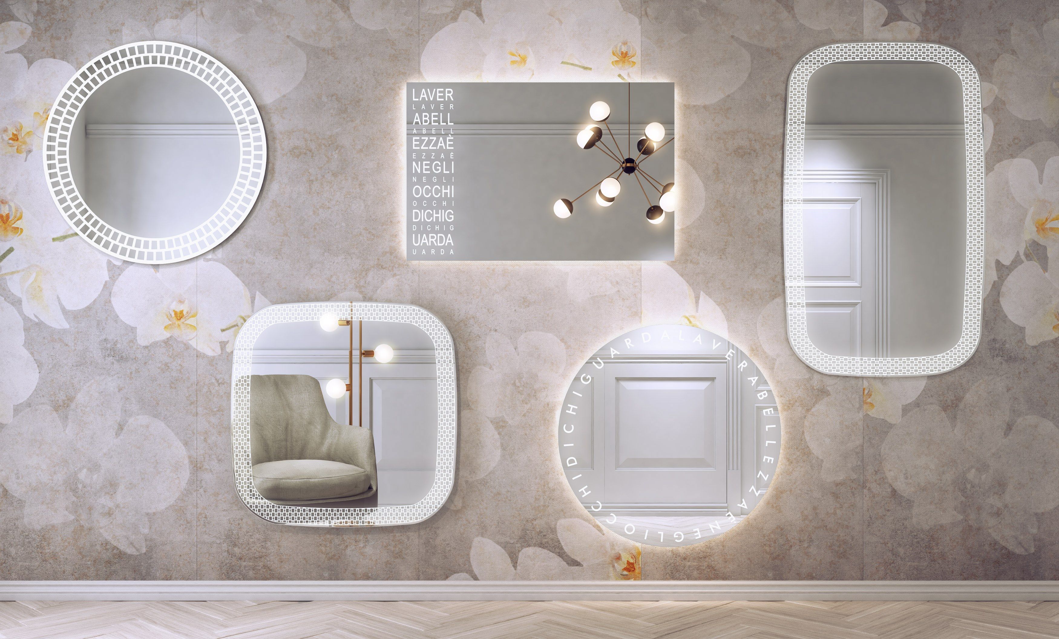 Прямоугольное зеркало со встроенным освещением для ванной комнаты ARTELINEA RI-TRATTI ARCH-00034665 - Вид №1