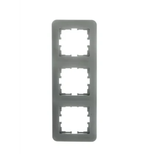 Рамка для розеток и выключателей Lezard Asti 3 поста вертикальная цвет платина