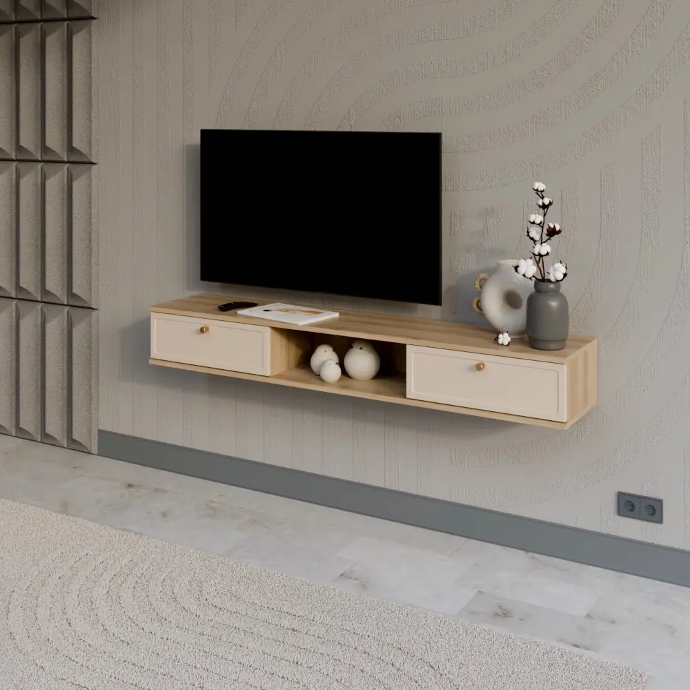 Тумба под телевизор KONSENSA Амьен 150x20x30 см ЛДСП цвет бежевый Лион STLM-2183528 - Вид №8