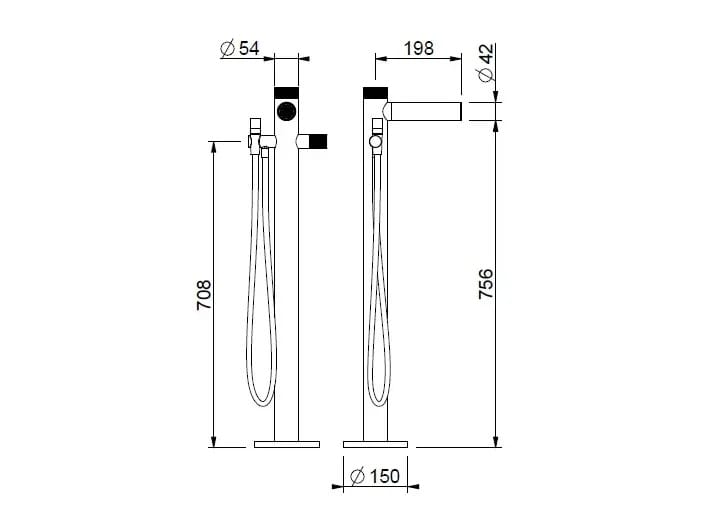 Смеситель для ванны из нержавеющей стали с ручным душем BEAMTECH App ARCH-00150677 - Вид №7