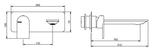 Латунный настенный смеситель для раковины с пластиной Rubinetterie Treemme Ran ARCH-00144975 - Вид №2
