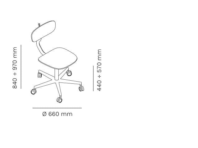 5-спицевое деревянное рабочее кресло с колесами Mara опечатка ARCH-00074421 - Вид №2
