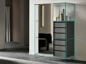 Tonelli Design Буфет из зеркального стекла с раздвижными дверцами с ящиками Shoji
