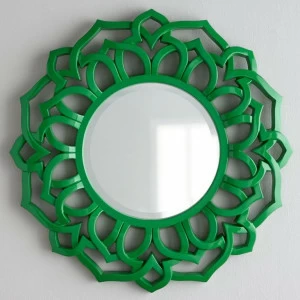 Зеркало зеленое круглое в резной раме "Коул" LOUVRE HOME ДИЗАЙНЕРСКИЕ 321871 Зеленый