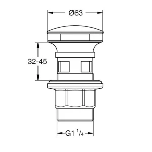 92066657 Сифон для раковины Grohe D32 мм клик-клак черный матовый 1024642430 STLM-1542805