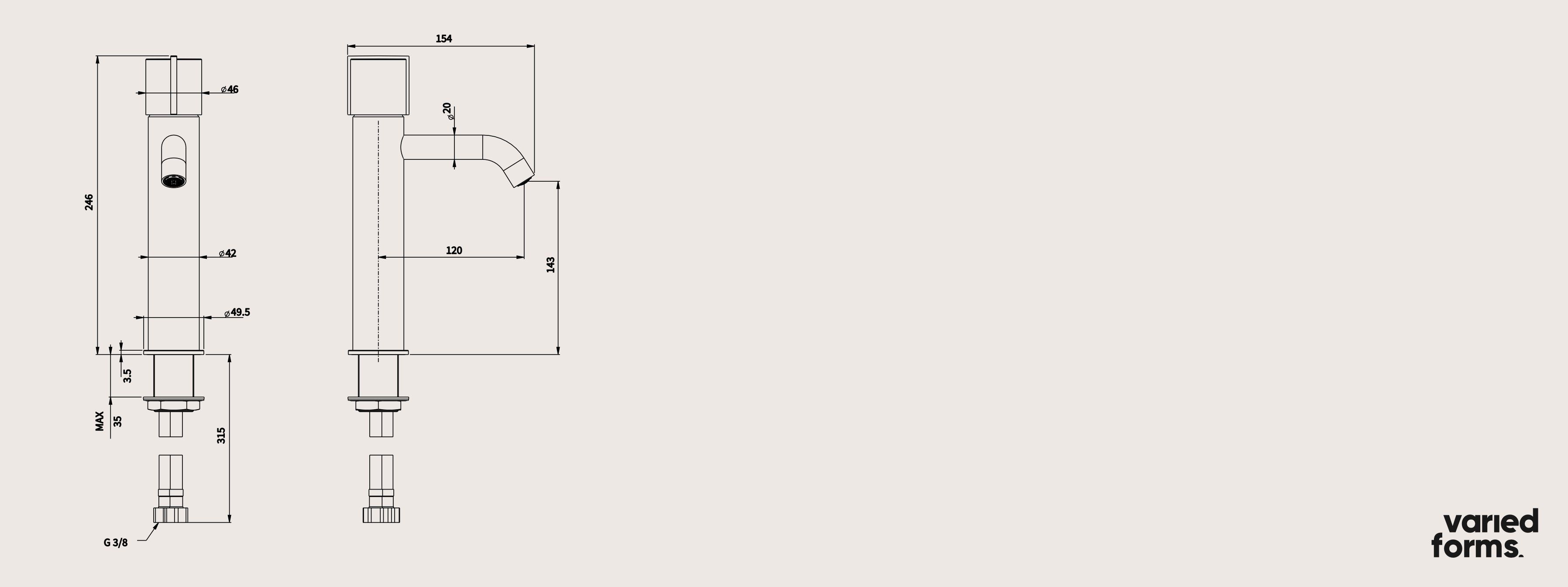 Смеситель для раковины с одним отверстием Varied Forms Macaron ARCH-00047334