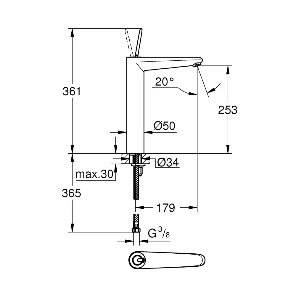 Смеситель для раковины Eurodisc Joy XL однорычажный цвет хром/белый Grohe Eurodisc Joystick STLM-2135631 - Вид №3