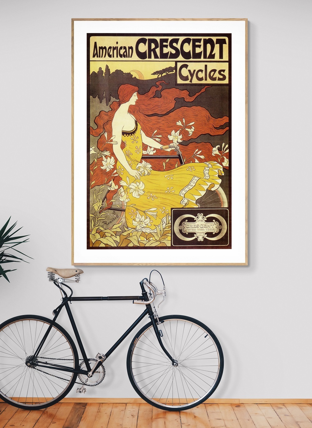 90011405 Плакат Просто Постер Art Nouveau реклама велосипедов American Crescent 60x90 в подарочном тубусе STLM-0084785 ПРОСТОПОСТЕР