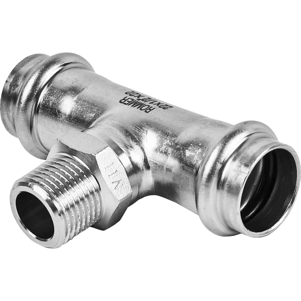 Тройник переходной Rommer 1/2"x22 мм ВПр-НР нержавеющая сталь 88011324 STLM-2079327 
