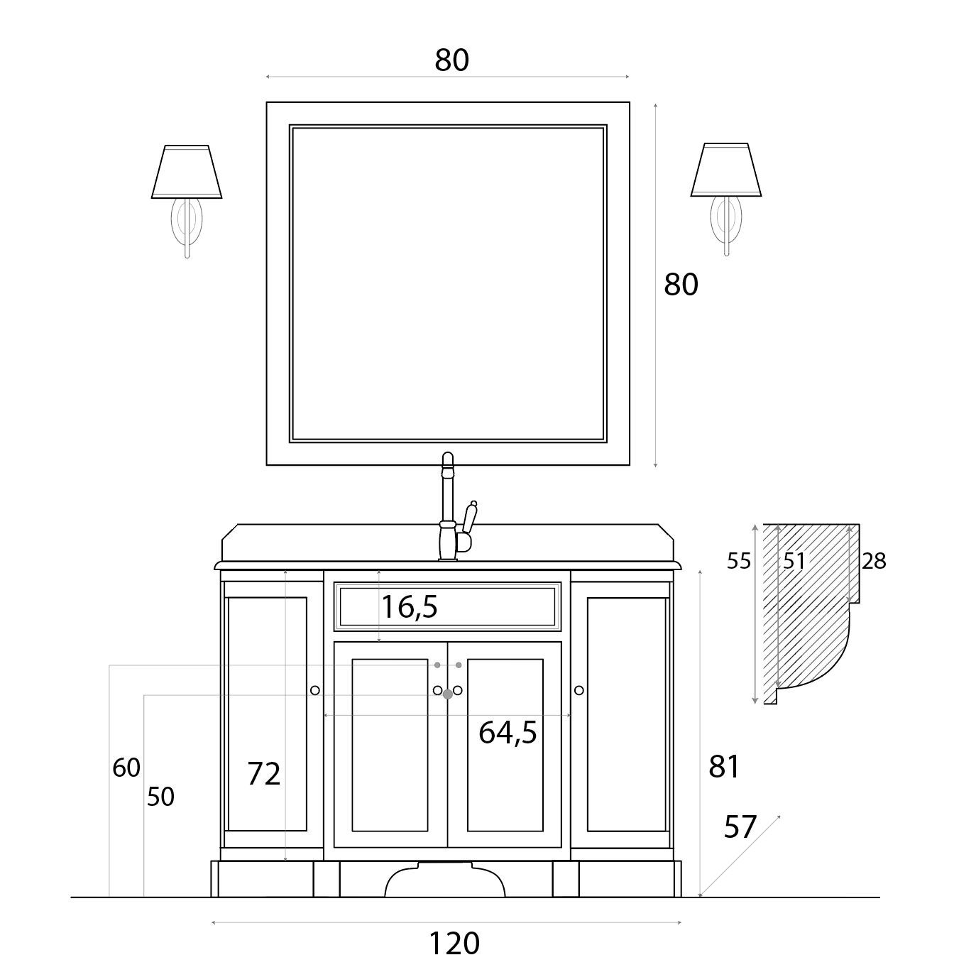 Напольный умывальник с дверцами Gaia Mobili Classic ARCH-00093781 - Вид №9
