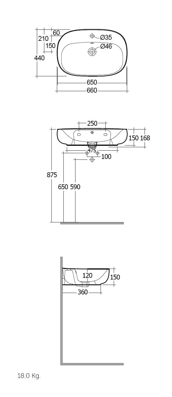 Керамическая овальная подвесная раковина RAK Ceramics RAK-Illusion ARCH-00126794 - Вид №4