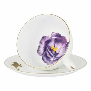 Чашка фарфоровая белая с фиолетовым в подарочной упаковке Iris JULIA VYSOTSKAYA FLOWERS 00-3947062 Белый;фиолетовый
