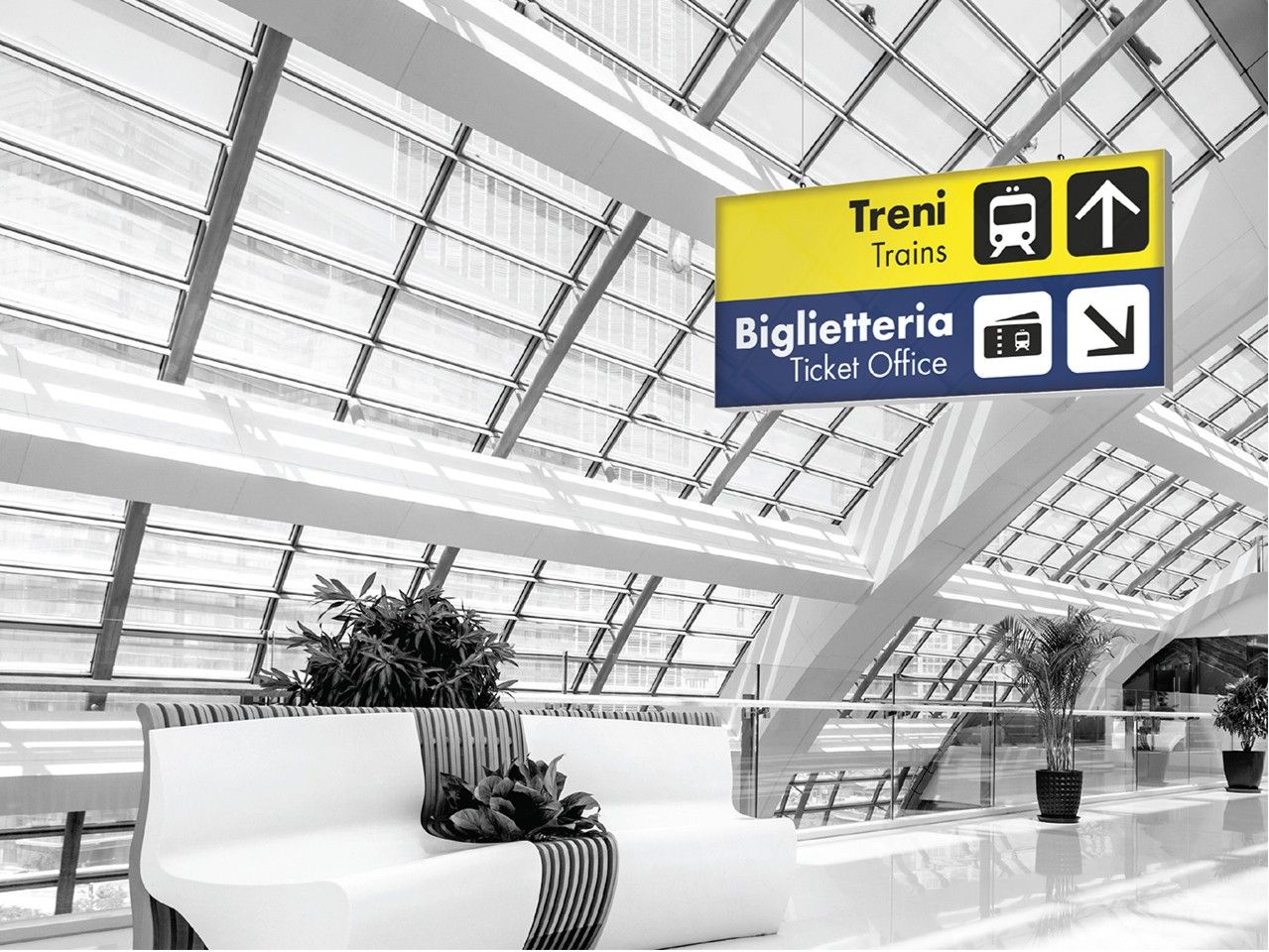 Двухсторонняя светящаяся потолочная витрина Remor Insegne luminose ARCH-00047241