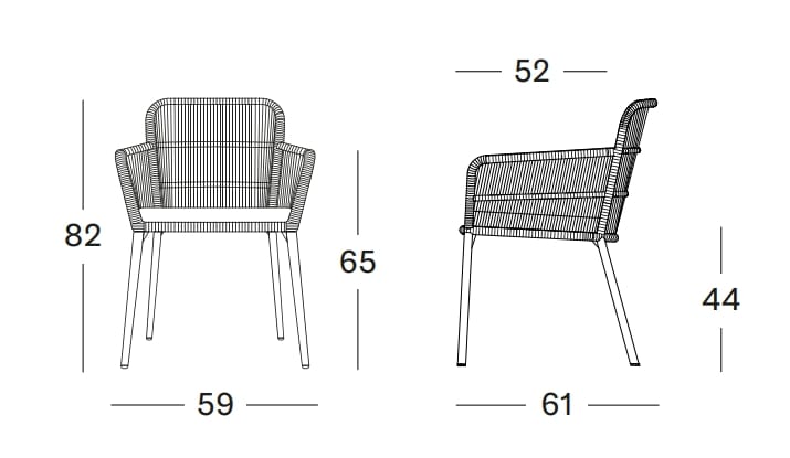 Садовый стул из ткани и веревки с подлокотниками Vincent sheppard Akari ARCH-00045835 - Вид №4