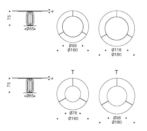 Круглый деревянный стол и керамическая вставка Cattelan italia Soho ARCH-00090311 - Вид №5