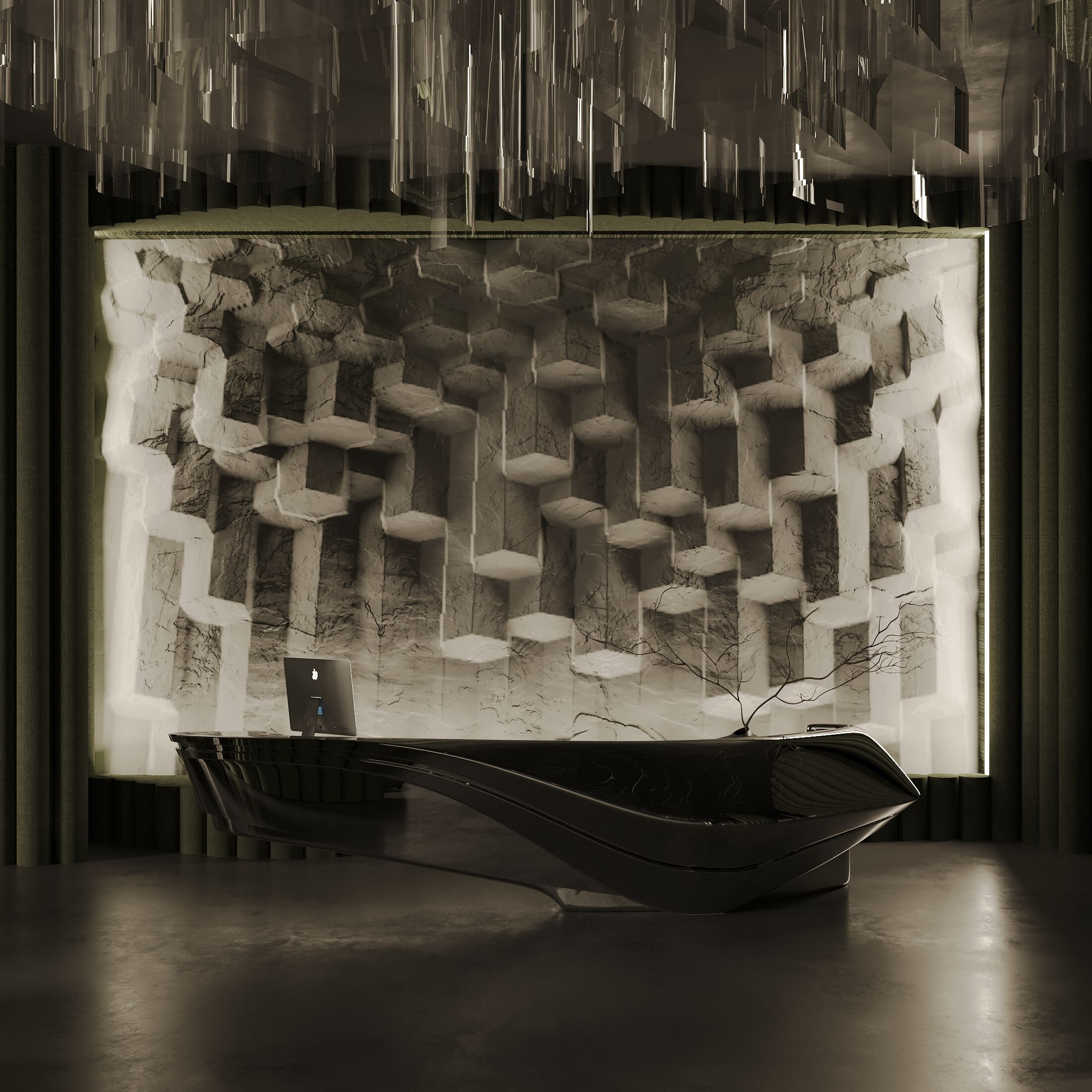 Трехмерная декоративная гипсовая панель WallDeco SYMPHONY OF STONES ARCH-00081113 - Вид №1