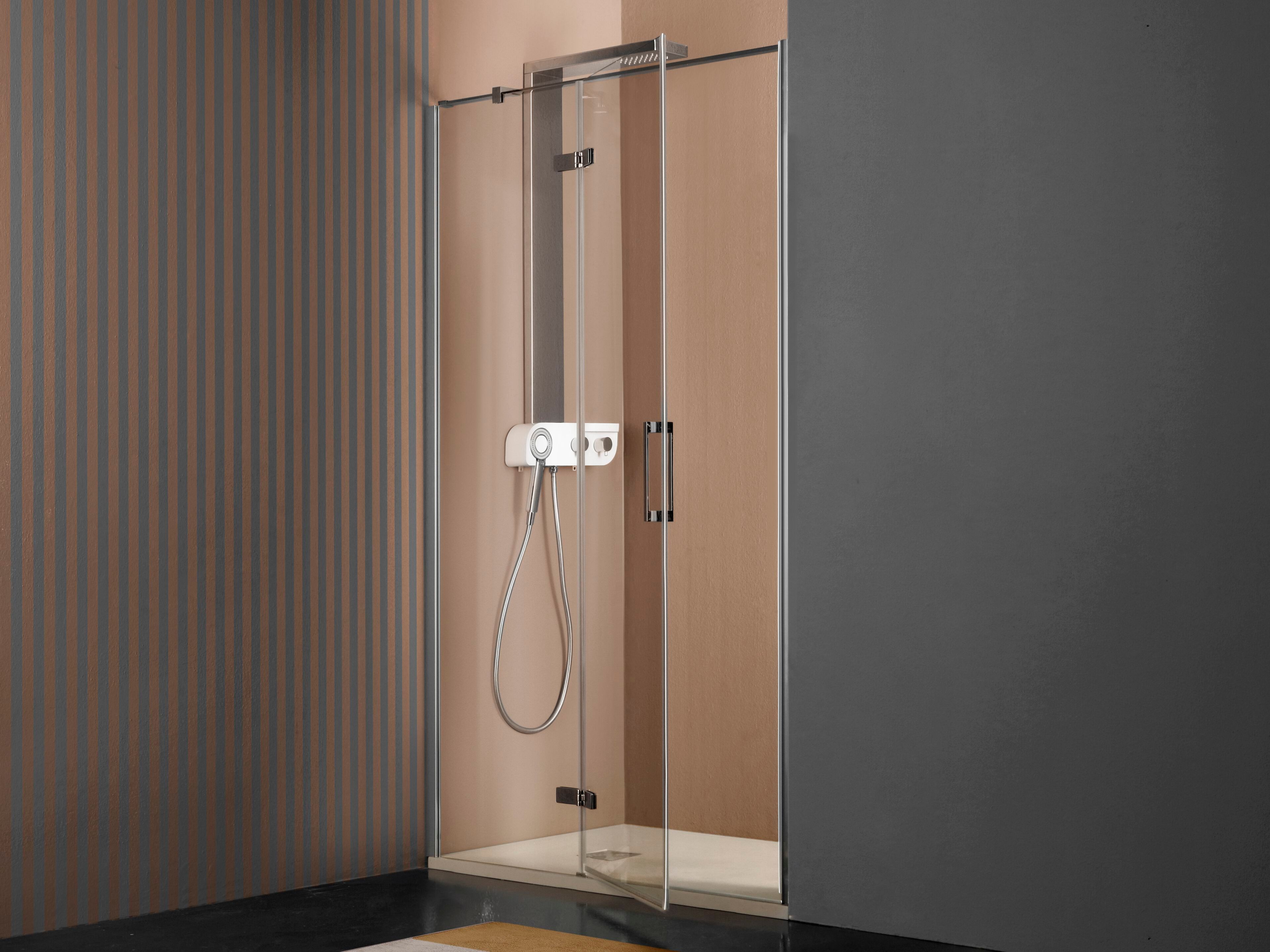 Алюминиевая и стеклянная нишевая душевая кабина с распашной дверью TAMANACO 8MILL ARCH-00025394