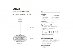 101044 Подвесной светильник латунный Ø 50 cm Aromas del Campo Anya