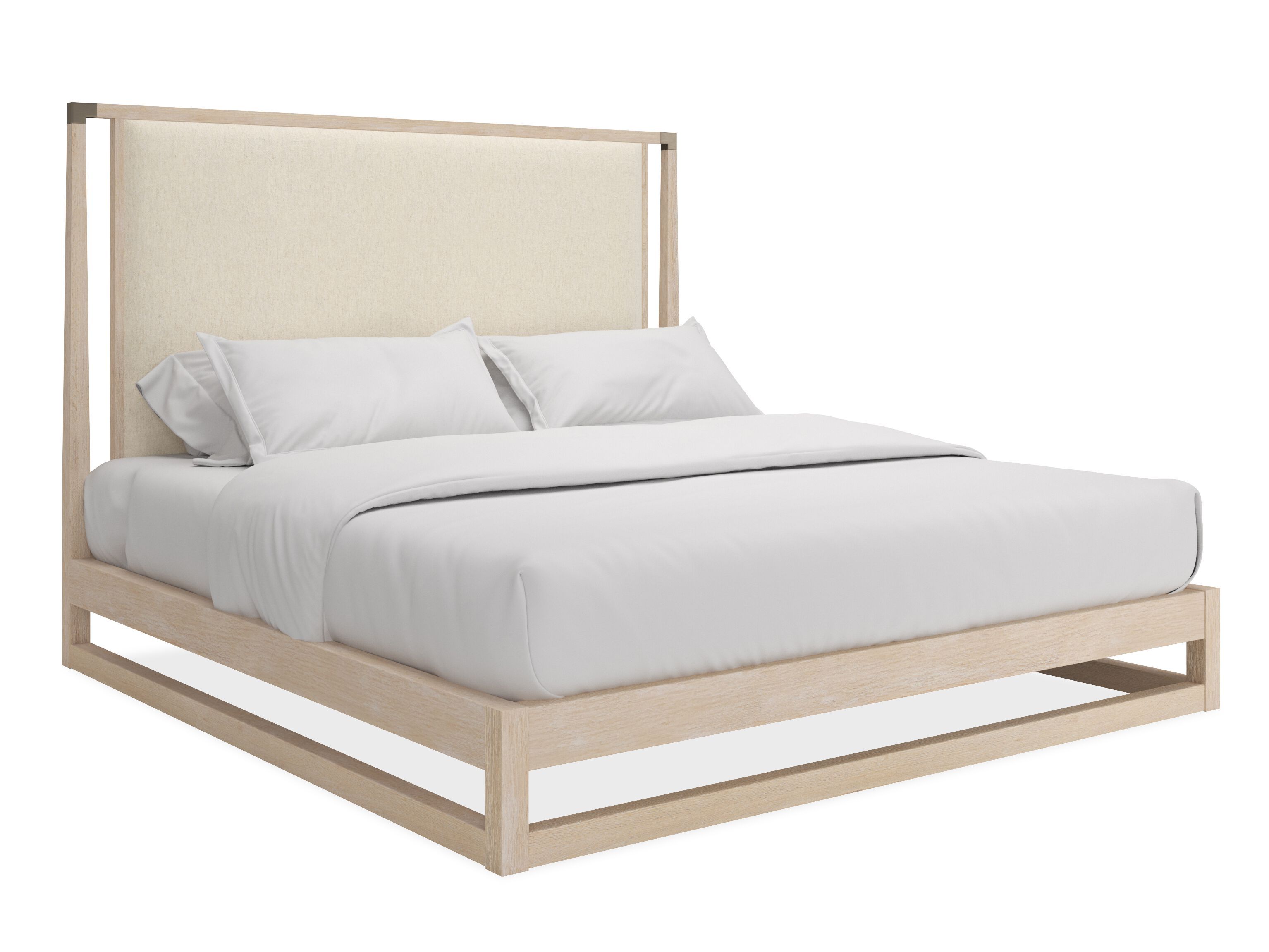 Двуспальная кровать из дерева и ткани с мягким изголовьем Caracole PINSTRIPE UPH ARCH-00150518