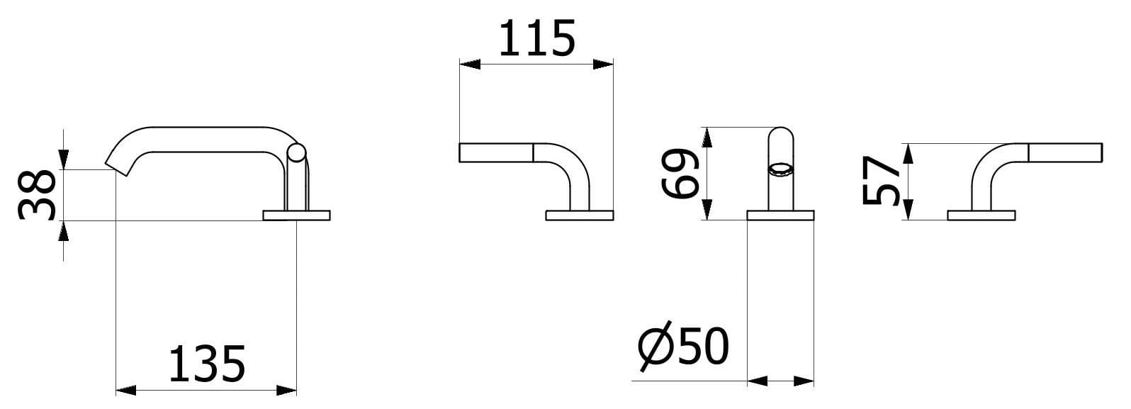 Смеситель для раковины с 3 отверстиями и автоматическим сливом IB Brera ARCH-00099011 - Вид №11